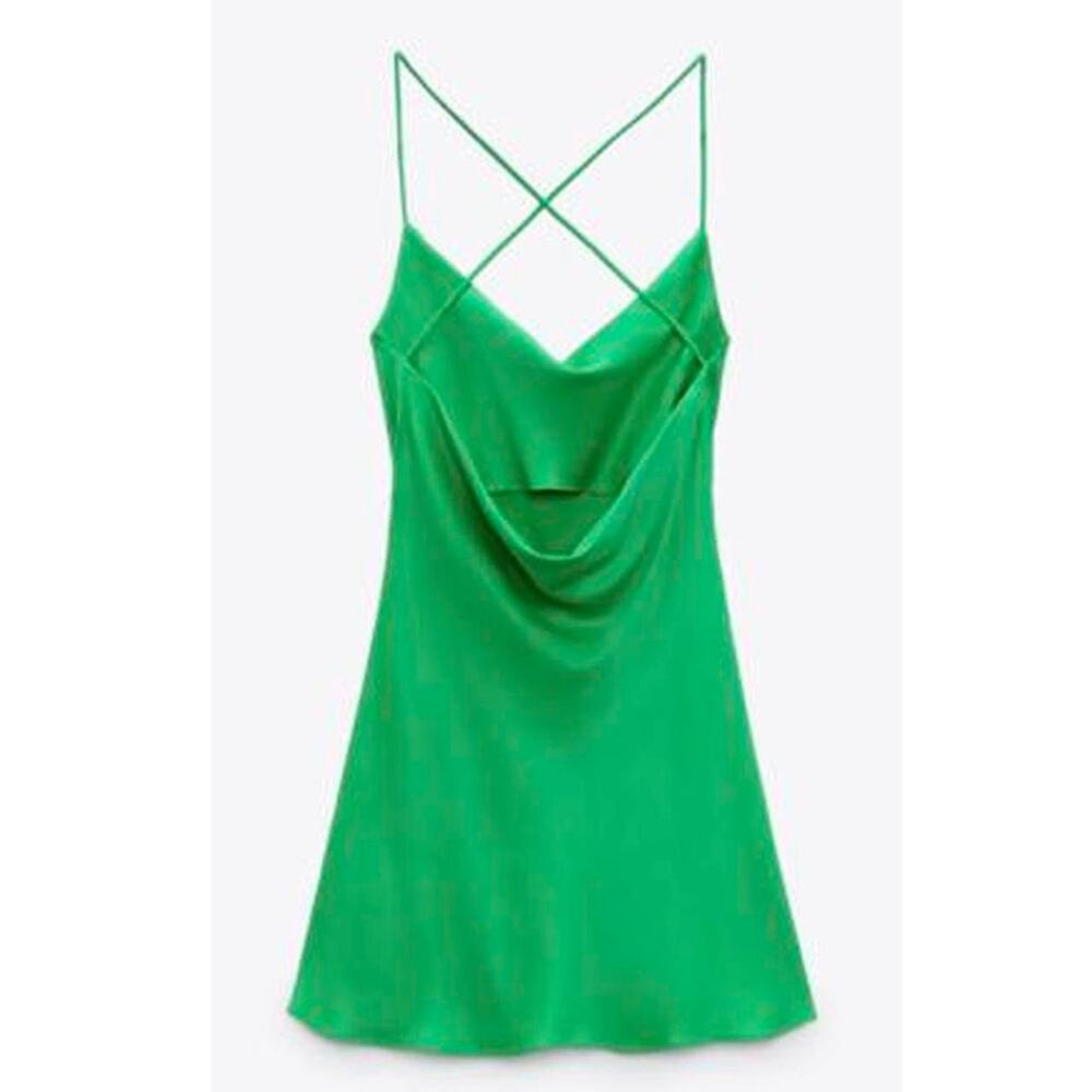 Zara green silk dress